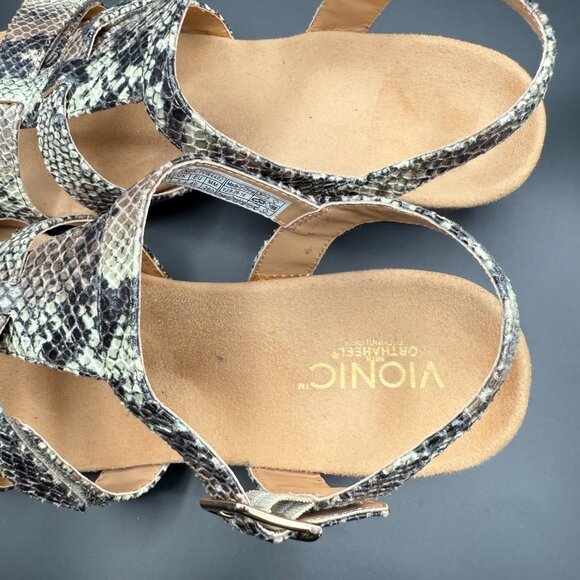Vionic Glenda Wedge Orthaheel‎ Natural Snake Print Sandals Size 9 - Picture 5 of 9